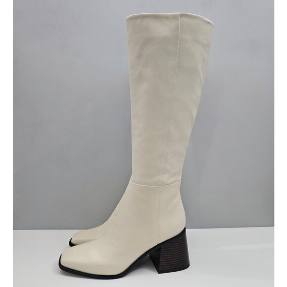Sam Edelman Shoes - Sam Edelman Wade Knee High Boot Womens 10 Ivory Cream Leather Block Heel NEW